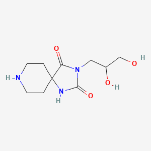 molecular formula C10H17N3O4 B8336690 3-(2,3-Dihydroxypropyl)-1,3,8-triazaspiro[4.5]decane-2,4-dione 