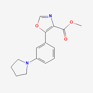 molecular formula C15H16N2O3 B8336724 Methyl 5-(3-(pyrrolidin-1-yl)phenyl)oxazole-4-carboxylate 