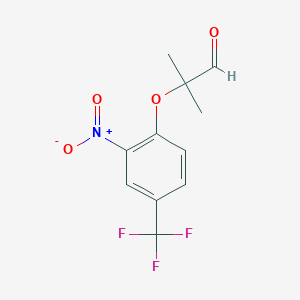 molecular formula C11H10F3NO4 B8336772 2-(2-Nitro-4-trifluoromethylphenoxy)isobutyraldehyde 