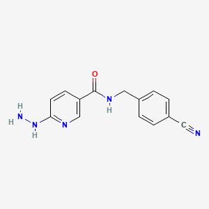 molecular formula C14H13N5O B8337120 N-(4-cyanobenzyl)-6-hydrazinylnicotinamide 