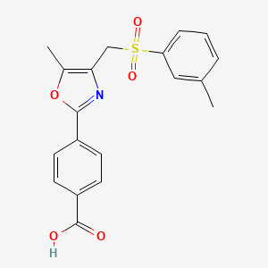 molecular formula C19H17NO5S B8337373 4-(5-Methyl-4-{[(3-methylphenyl)sulfonyl]methyl}-1,3-oxazol-2-yl)benzoic Acid 