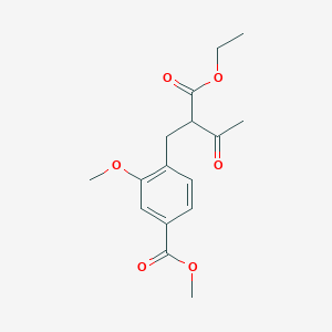 molecular formula C16H20O6 B8337380 Methyl 4-(2-(ethoxycarbonyl)-3-oxobutyl)-3-methoxybenzoate 