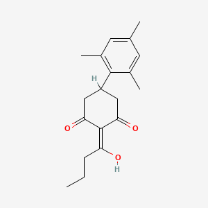 molecular formula C19H24O3 B8337447 2-(1-Hydroxybutylidene)-5-(2,4,6-trimethylphenyl)cyclohexane-1,3-dione CAS No. 87821-76-9