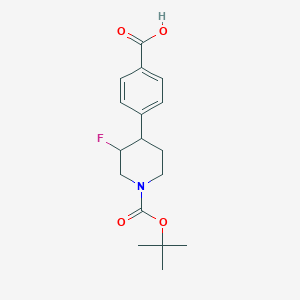 molecular formula C17H22FNO4 B8337499 4-(1-(tert-Butoxycarbonyl)-3-fluoropiperidin-4-yl)benzoic acid 