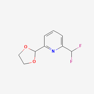 molecular formula C9H9F2NO2 B8337503 Pyridine, 2-(difluoromethyl)-6-(1,3-dioxolan-2-yl)- 