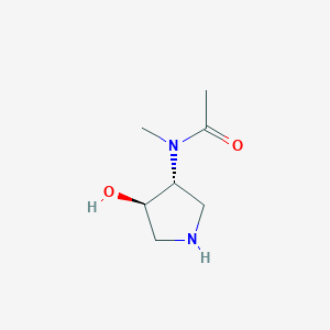 molecular formula C7H14N2O2 B8337515 trans-N-(4-Hydroxypyrrolidin-3-yl)-N-methylacetamide 