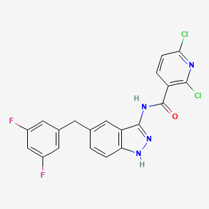 molecular formula C20H12Cl2F2N4O B8337533 2,6-dichloro-N-[5-(3,5-difluorobenzyl)-1H-indazol-3-yl]pyridine-3-carboxamide 