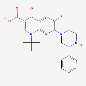 molecular formula C23H25FN4O3 B8337553 7-(3-Phenyl-1-piperazinyl)-1-(1,1-dimethylethyl)-1,4-dihydro-6-fluoro-4-oxo-1,8-naphthyridine-3-carboxylic acid 