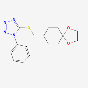 molecular formula C16H20N4O2S B8337650 5-(1,4-dioxa-spiro[4.5]dec-8-ylmethylsulfanyl)-1-phenyl-1H-tetrazole 