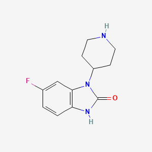 molecular formula C12H14FN3O B8337696 6-Fluoro-1-(4-piperidinyl)-1,3-dihydro-2H-benzimidazol-2-one 
