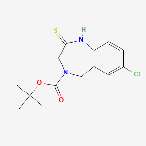 molecular formula C14H17ClN2O2S B8337723 7-Chloro-2-thioxo-1,2,3,5-tetrahydro-benzo[e][1,4]diazepine-4-carboxylic acid tert-butyl ester 