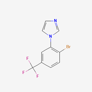molecular formula C10H6BrF3N2 B8337743 1H-Imidazole, 1-[2-bromo-5-(trifluoromethyl)phenyl]- 