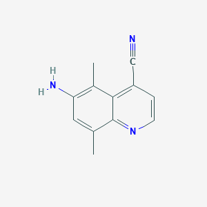 molecular formula C12H11N3 B8337757 6-Amino-4-cyano-5,8-dimethylquinoline 