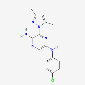 molecular formula C15H15ClN6 B8337787 5-(4-Chloro-phenylamino)-3-(3,5-dimethyl-pyrazol-1-yl)-pyrazine-2-amine 