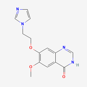molecular formula C14H14N4O3 B8337945 7-(2-(Imidazol-1-yl)ethoxy)-6-methoxy-3,4-dihydroquinazolin-4-one 