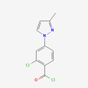 molecular formula C11H8Cl2N2O B8337965 4-(3-Methyl-1-pyrazolyl)-2-chlorobenzoyl chloride 