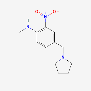 molecular formula C12H17N3O2 B8338043 Methyl-(2-nitro-4-pyrrolidin-1-ylmethyl-phenyl)-amine 