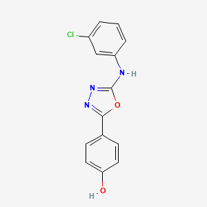 molecular formula C14H10ClN3O2 B8338079 4-{5-[(3-Chlorophenyl)amino]-1,3,4-oxadiazol-2-yl}phenol 
