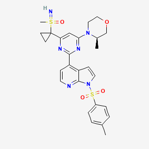 molecular formula C27H30N6O4S2 B8338113 (3R)-3-methyl-4-(6-(1-(S-methylsulfonimidoyl)cyclopropyl)-2-(1-tosyl-1H-pyrrolo[2,3-b]pyridin-4-yl)pyrimidin-4-yl)morpholine 