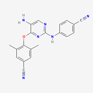 molecular formula C20H16N6O B8338119 4-[4-(2,6-Dimethyl-4-cyanophenoxy)-5-amino-2-pyrimidinylamino]benzonitrile 