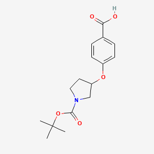 molecular formula C16H21NO5 B8338191 3-(4-Carboxy-phenoxy)-pyrrolidine-1-carboxylic acid t-butyl ester 