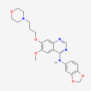 molecular formula C23H26N4O5 B8338235 N-(1,3-benzodioxol-5-yl)-6-methoxy-7-(3-morpholin-4-ylpropoxy)quinazolin-4-amine 