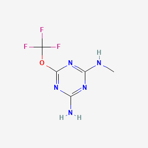molecular formula C5H6F3N5O B8338309 2-Amino-4-methylamino-6-trifluoromethoxy-1,3,5-triazine 