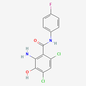 2-amino-4,6-dichloro-N-(4-fluorophenyl)-3-hydroxybenzamide
