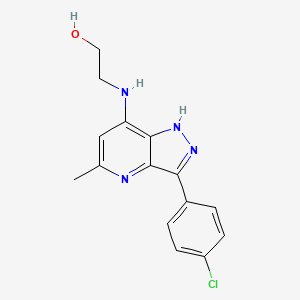 molecular formula C15H15ClN4O B8338491 3-(4-Chlorophenyl)-7-(2-hydroxyethylamino)-5-methyl-1H-pyrazolo[4,3-b]pyridine 