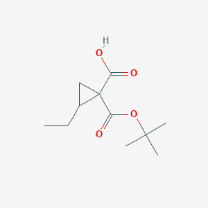 molecular formula C11H18O4 B8338516 1-(tert-Butoxycarbonyl)-2-ethylcyclopropane-1-carboxylic acid 