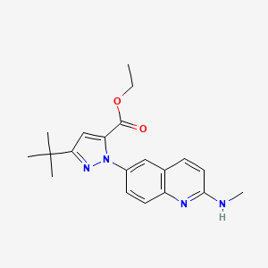 molecular formula C20H24N4O2 B8338524 ethyl 3-tert-butyl-1-(2-(methylamino)quinolin-6-yl)-1H-pyrazole-5-carboxylate 