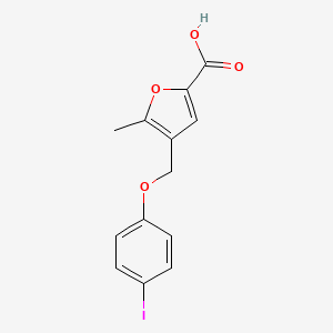 molecular formula C13H11IO4 B8338694 4-(4-Iodo-phenoxymethyl)-5-methyl-furan-2-carboxylic acid 