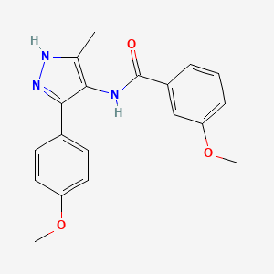 molecular formula C19H19N3O3 B8338710 3-Methoxy-N-[5-(4-methoxyphenyl)-3-methyl-1H-pyrazol-4-yl]benzamide 