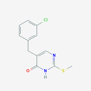 molecular formula C12H11ClN2OS B8338734 2-Methylthio-5-(3-chlorobenzyl)pyrimid-4-one 