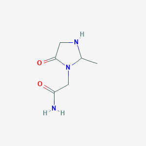 molecular formula C6H11N3O2 B8338766 2-Methyl-5-oxo-1-imidazolidineacetamide 