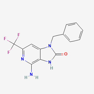 molecular formula C14H11F3N4O B8338816 4-amino-1-benzyl-6-(trifluoromethyl)-3H-imidazo[4,5-c]pyridin-2-one 