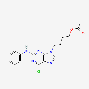 4-(2-Anilino-6-chloro-9H-purin-9-yl)butyl acetate