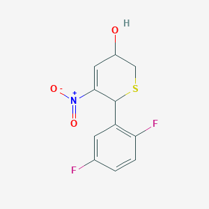 molecular formula C11H9F2NO3S B8339037 6-(2,5-difluorophenyl)-5-nitro-3,6-dihydro-2H-thiopyran-3-ol 