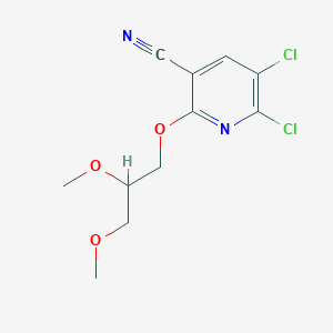 molecular formula C11H12Cl2N2O3 B8339132 5,6-Dichloro-2-(2,3-dimethoxypropoxy)nicotinonitrile 