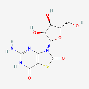 molecular formula C10H12N4O6S B8339153 5-Amino-3-beta-L-ribofuranosylthiazolo[4,5-d]pyrimidine-2,7(6H)-dione 
