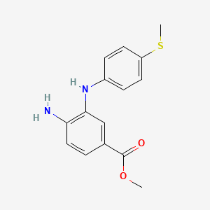 molecular formula C15H16N2O2S B8339199 Methyl 4-amino-3-[[4-(methylthio)phenyl]amino]benzoate 