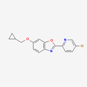 molecular formula C16H13BrN2O2 B8339232 2-(5-Bromopyridin-2-yl)-6-(cyclopropylmethoxy)-1,3-benzoxazole 