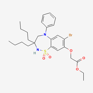 1,1-Dioxo-3,3-dibutyl-5-phenyl-7-bromo-8-ethoxycarbonylmethoxy-2,3,4,5-tetrahydro-1,2,5-benzothiadiazepine
