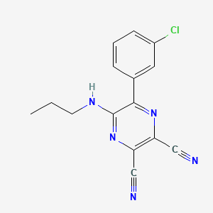 molecular formula C15H12ClN5 B8339302 2,3-Pyrazinedicarbonitrile, 5-(3-chlorophenyl)-6-(propylamino)- CAS No. 72113-45-2