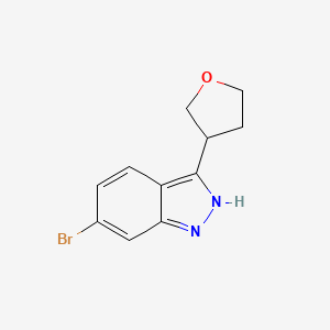 molecular formula C11H11BrN2O B8339306 6-bromo-3-(tetrahydro-3-furanyl)-1H-indazole 