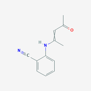 molecular formula C12H12N2O B8339372 2-(1-Methyl-3-oxobut-1-enylamino)benzonitrile 