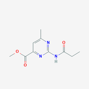 molecular formula C10H13N3O3 B8339378 Methyl 6-methyl-2-propionamidopyrimidine-4-carboxylate 