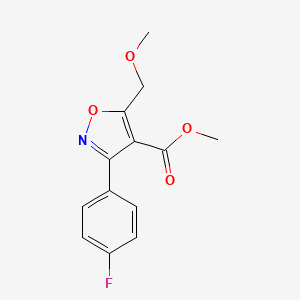 molecular formula C13H12FNO4 B8339398 3-(4-Fluoro-phenyl)-5-methoxymethyl-isoxazole-4-carboxylic acid methyl ester 