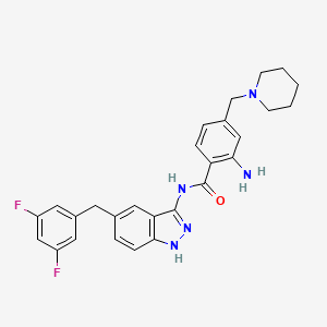 molecular formula C27H27F2N5O B8339463 2-Amino-N-[5-(3,5-difluoro-benzyl)-1H-indazol-3-yl]-4-piperidin-1-ylmethyl benzamide 