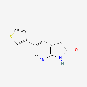 molecular formula C11H8N2OS B8339491 5-(3-Thienyl)-1,3-dihydro-2H-pyrrolo[2,3-b]pyridine-2-one 